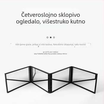 Četverostrano ogledalo za šminkanje, prijenosno DIY ogledalo, sklopivo ogledalo s više kutova