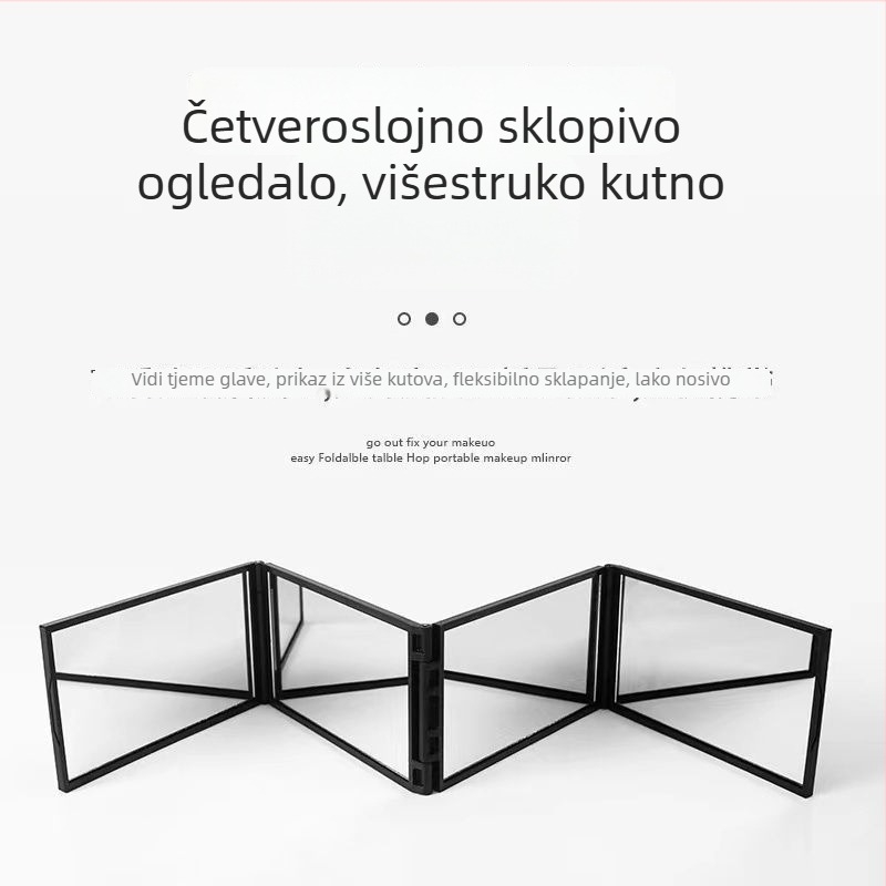 Četverostrano ogledalo za šminkanje, prijenosno DIY ogledalo, sklopivo ogledalo s više kutova