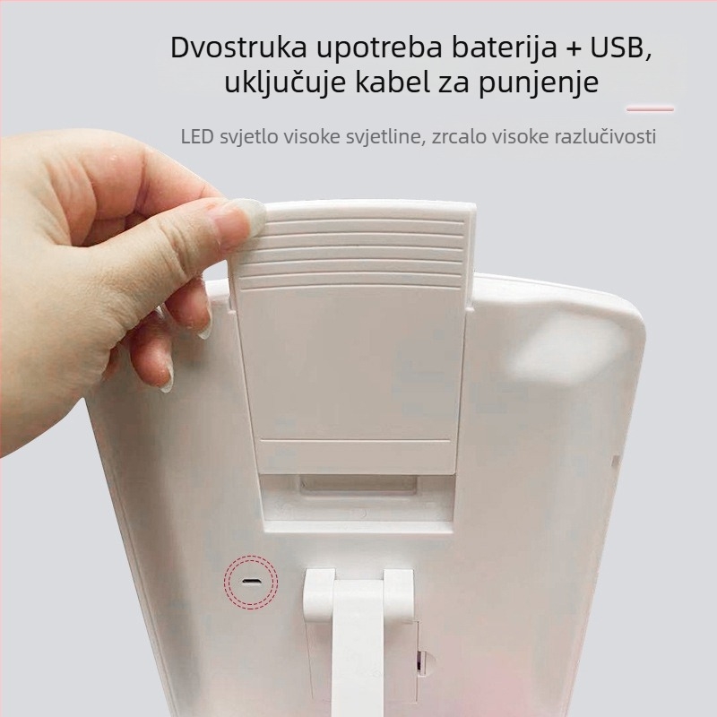 Prijenosni sklopivi organizator za šminku sa LED ogledalom i prostorom za pohranu s tri vrata