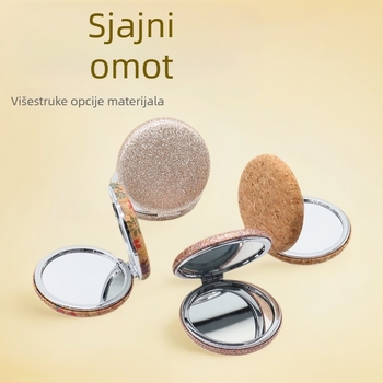 Prijenosno okruglo ogledalo za šminku, s blještavim dizajnom, sklopivo