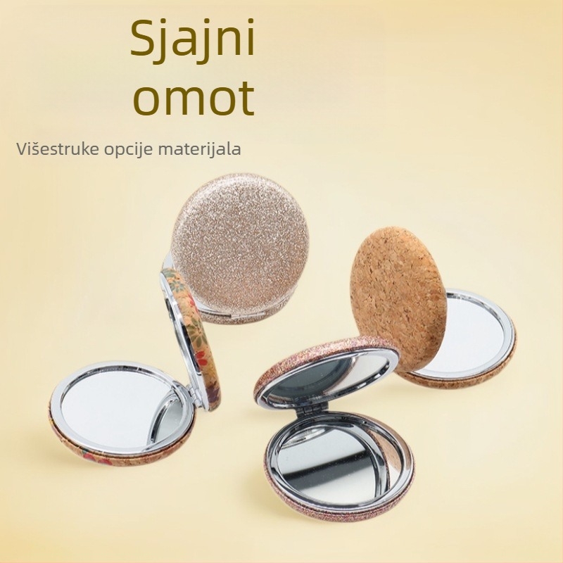 Prijenosno okruglo ogledalo za šminku, s blještavim dizajnom, sklopivo
