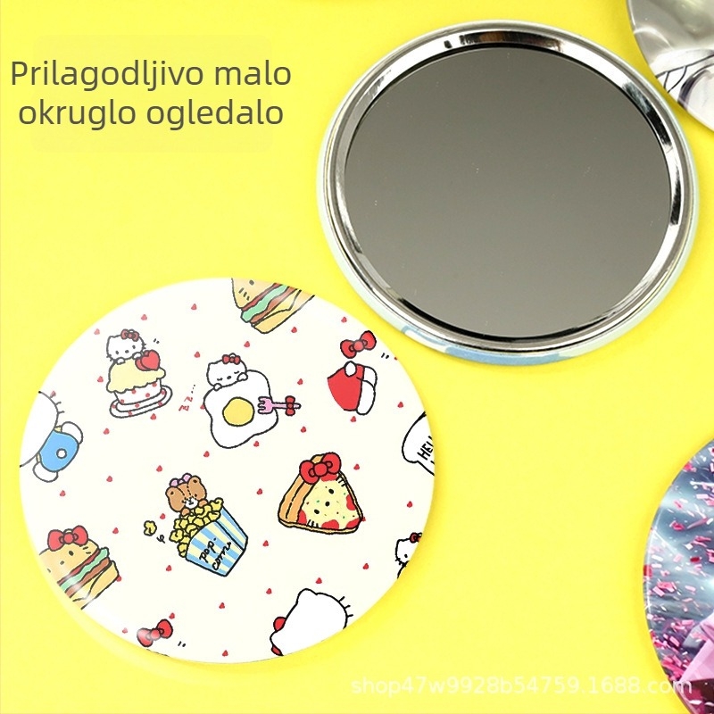 Prilagođeno slatko mini ogledalo za šminku, okruglo metalno ogledalo, prijenosni poklon