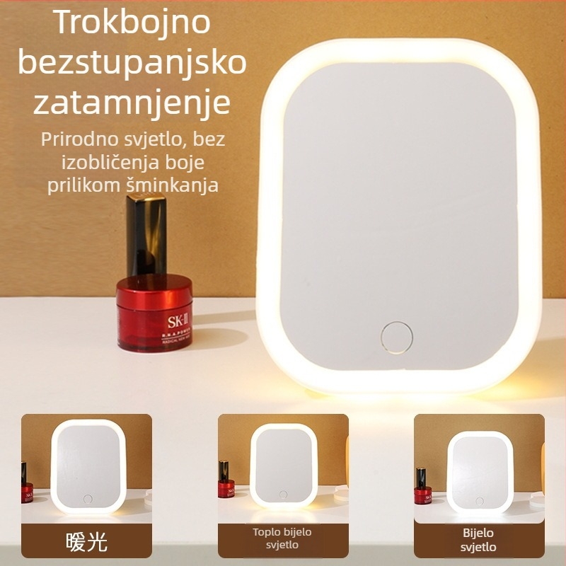 Novo prijenosno ogledalo za šminkanje s LED rasvjetom, prijenosno i odvojivo, HD oštrina
