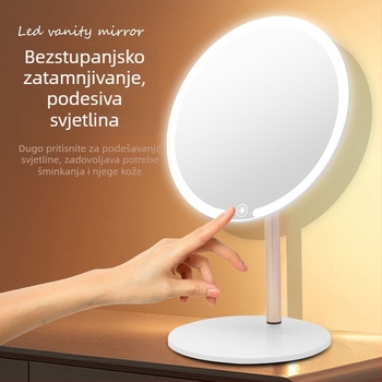 Stolno LED ogledalo za šminkanje s osvjetljenjem, sklopno, prijenosno, punjivo