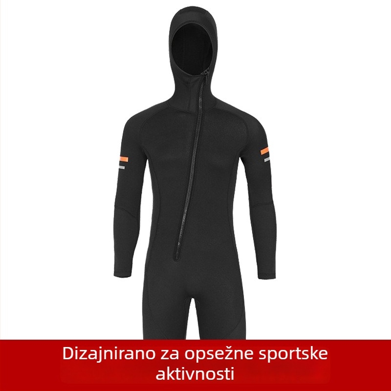 Muški 1,5 mm kapuljača neopren kombinezon za ronjenje, snorkeling i surfanje – toplo, s zatvaračem