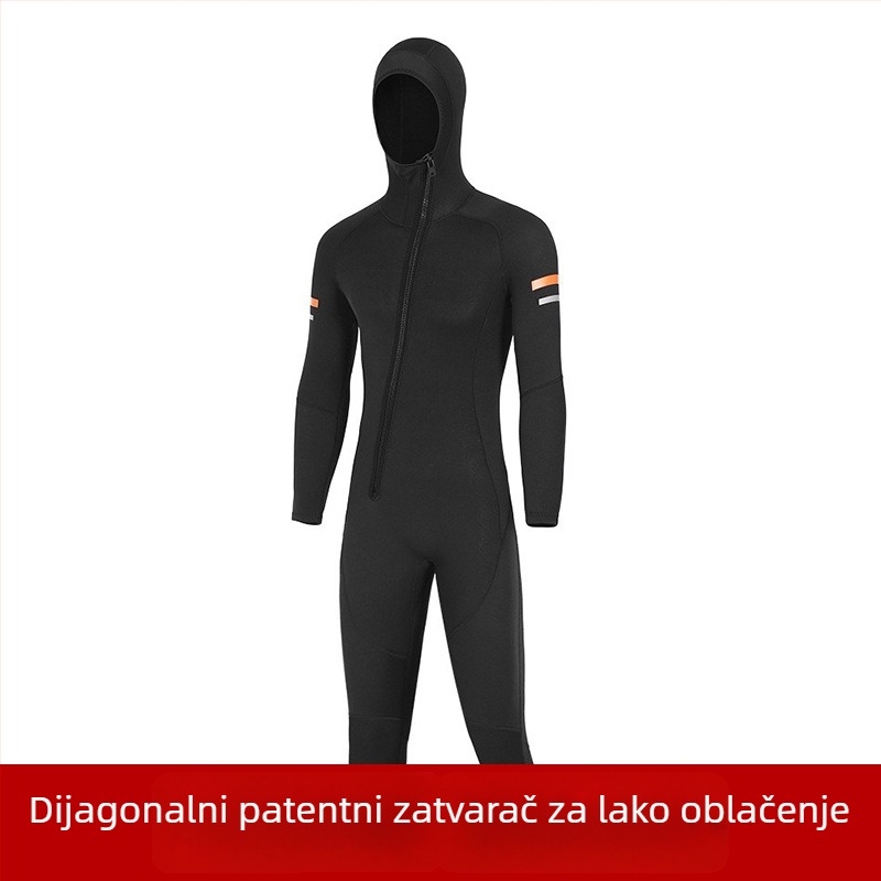 Muški 1,5 mm kapuljača neopren kombinezon za ronjenje, snorkeling i surfanje – toplo, s zatvaračem