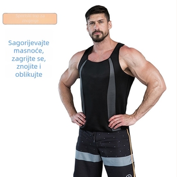 Muški prugasti fitness set sa zipom: prozračan, brzo se sušeći šortovi i majica bez rukava za trčanje