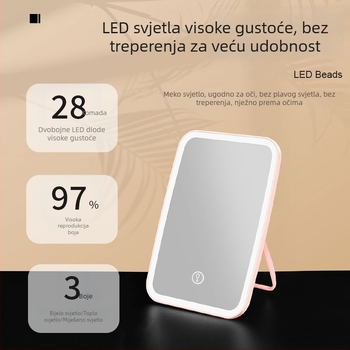Instagram stil stolno ogledalo za šminkanje, dijamantnog oblika, trobojno LED osvjetljenje, prilagodljivo ravno staklo ogledala