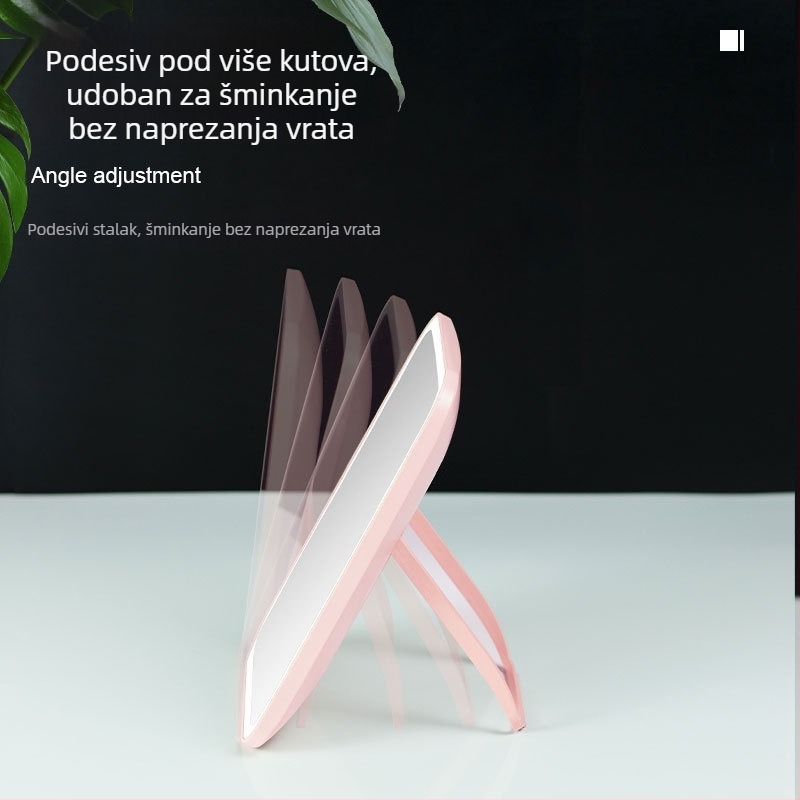 Instagram stil stolno ogledalo za šminkanje, dijamantnog oblika, trobojno LED osvjetljenje, prilagodljivo ravno staklo ogledala