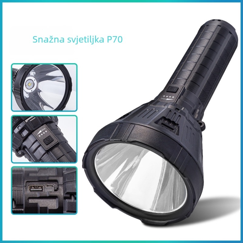 50W LED svjetiljka za nuždu, P70, s prikazom snage, prijenosna ručna svjetiljka s dugim dometom