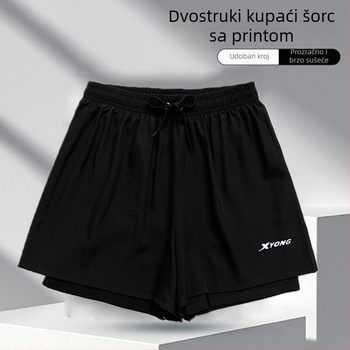 Muške kupaće šorceve, 2026 novi model, dvostruki sloj, brzo sušeće, velika veličina, bokser kroj, plivačka oprema za tople izvore