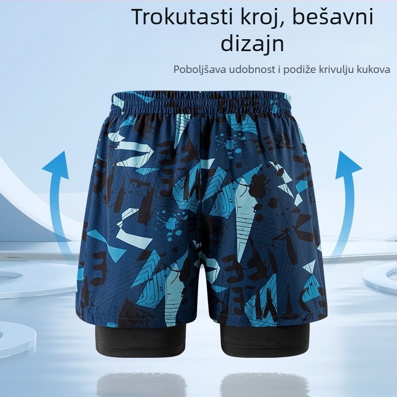 Muške kupaće šorceve, 2026 novi model, dvostruki sloj, brzo sušeće, velika veličina, bokser kroj, plivačka oprema za tople izvore