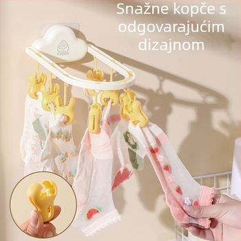 Zidni sušilo za dječje čarape s klipovima, bez bušenja, dizajn oblaka, balkon s više klipova, sklopivo