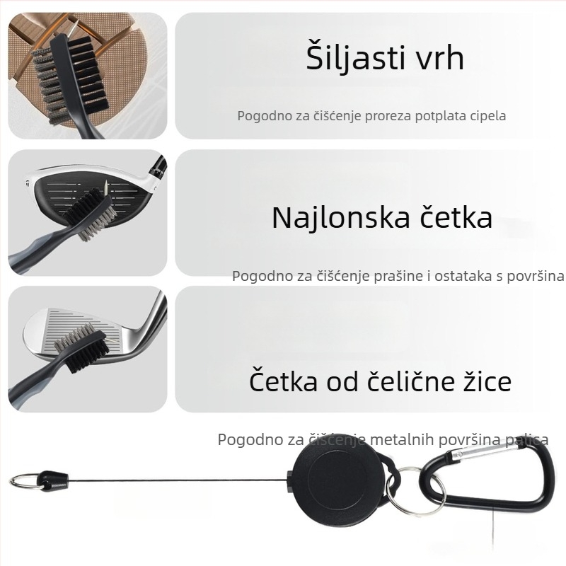Magnetska golf krpa s četkom i karabinerom, jednobojna, meka i upijajuća, za čišćenje lopti