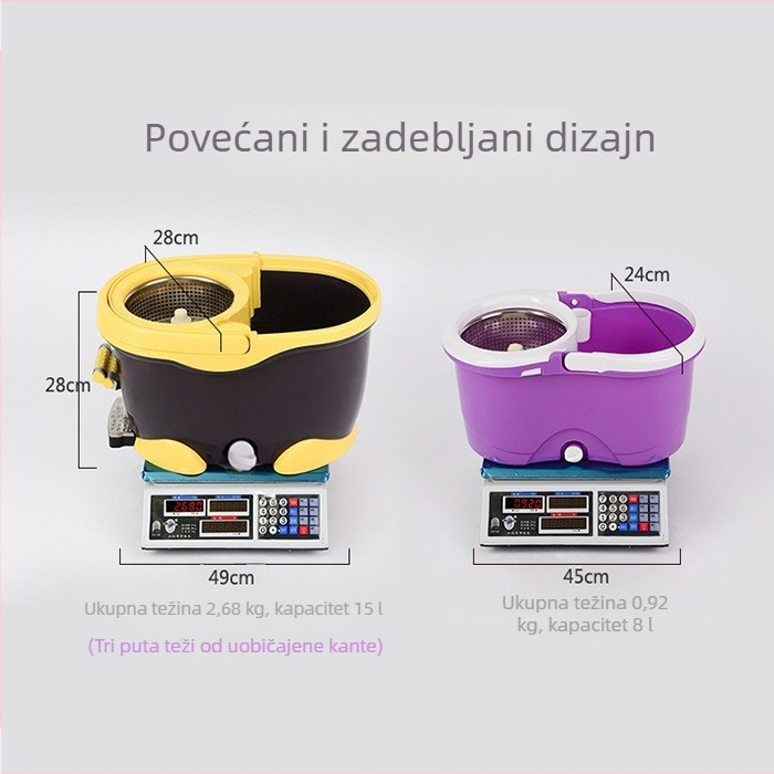Delfin 22 serija: set četverostrukog rotirajućeg mopa s mikrovlakana glavama