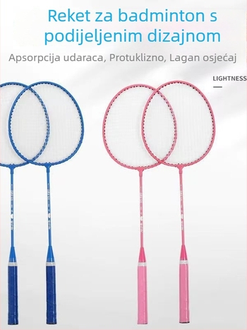 Raketa za badminton za odrasle i djecu — izdržljiva, visoke elastičnosti, trening raketa za obitelj