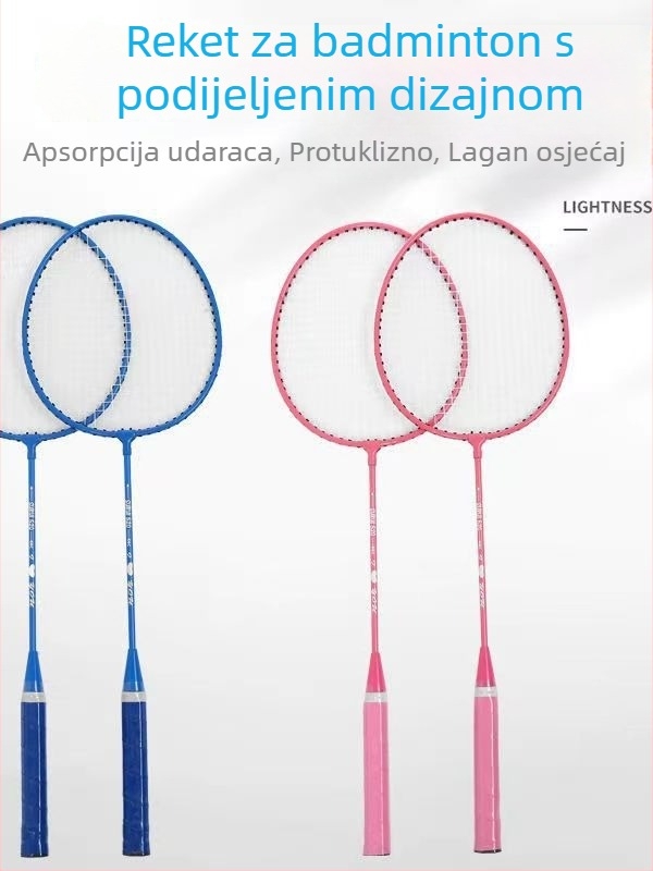 Raketa za badminton za odrasle i djecu — izdržljiva, visoke elastičnosti, trening raketa za obitelj