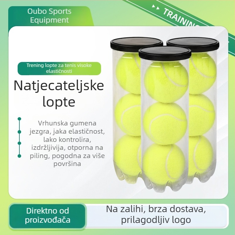 Teniska lopta za trening s visokom elastičnošću i vunenim filcom, jezgro od prirodnog kaučuka