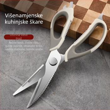 Kuhinjske škarje od nehrđajućeg čelika, višefunkcionalne za kosti, ribu i meso, s odvojivim dizajnom, za kućnu upotrebu.