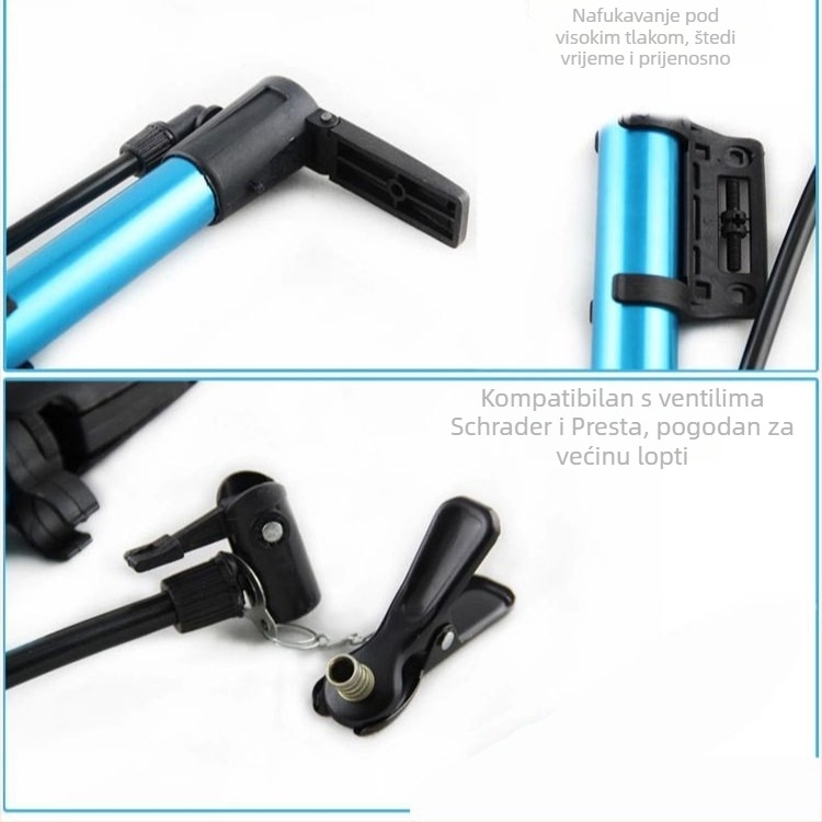 Mini pumpa od aluminijske legure s visokim tlakom za planinske bicikle u pet boja