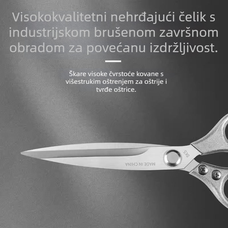 Dugačke nehrđajuće kuhinjske škarice za roštilj, škarice za hranu, višenamjenske škarice za pileće kosti, kućne škarice s dugom drškom, snažne škarice
