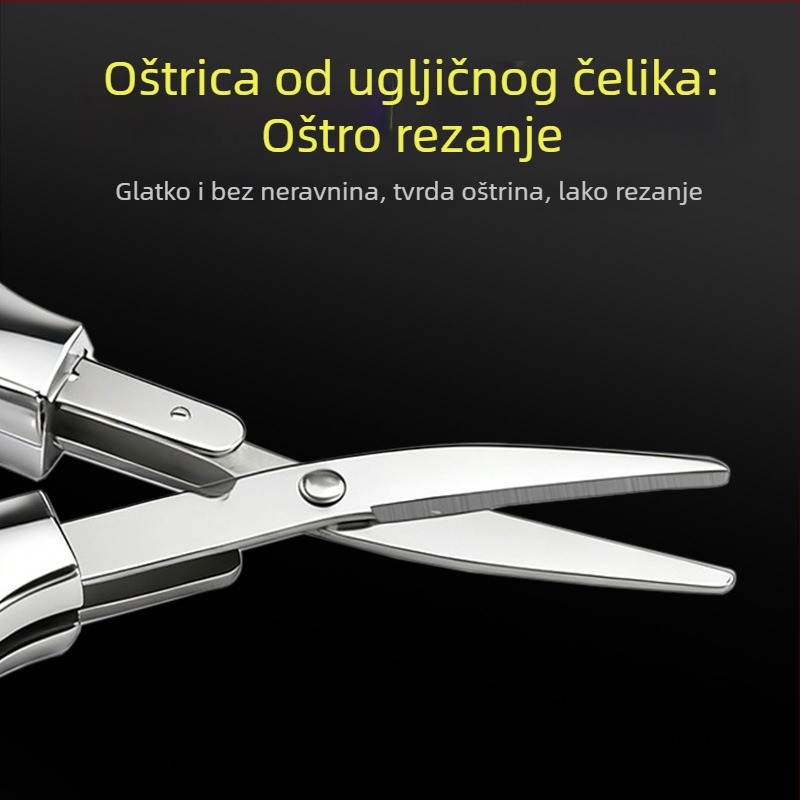 Nerđajući čelik, sklopive škare u obliku osmice, za kućnu upotrebu, kompaktne za putovanja; višenamjenske za rezanje ribarske najlonske linije i naočala