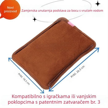 Unutarnja obloga za punjivu vrećicu za toplu vodu sa zatvaračem, odvojiva i periva pliš donja vrećica sa zatvaračem, zatvarač broj 3