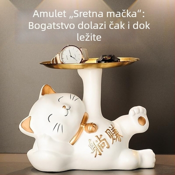 Keramička mačka sreće – držač ključeva za ulaz, dekoracija za hodnik i ormar za cipele, poklon za preseljenje