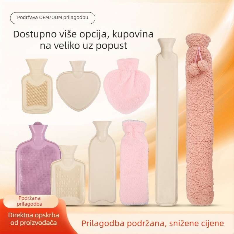 Prilagođena gumena boca za vruću vodu s platnenim pokrovom za tople kompresije i kućnu upotrebu