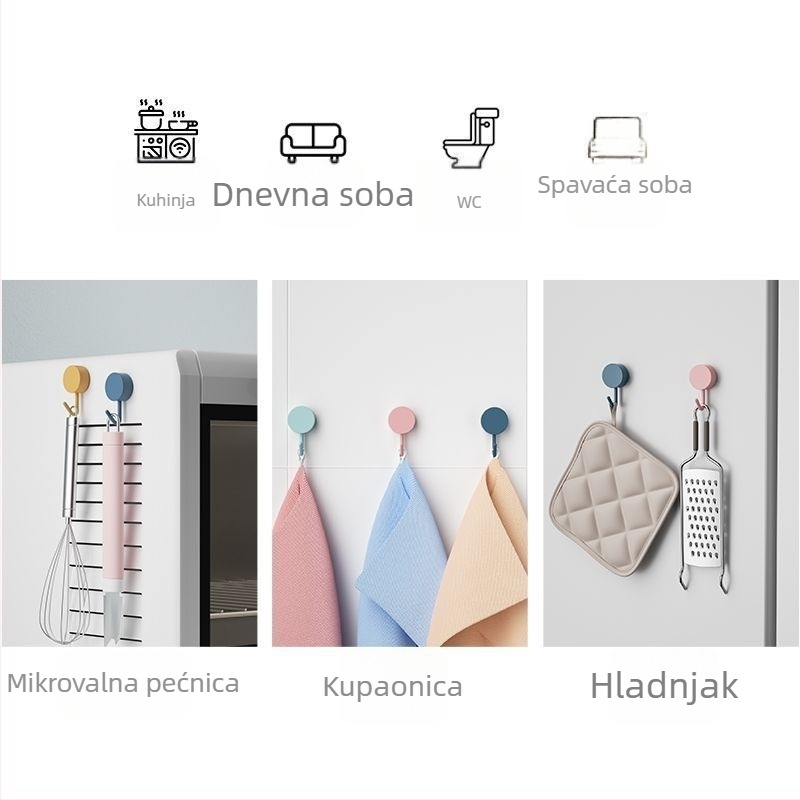 Kuke za kupaonicu s ljepilom, bez bušenja – 5-dijelni set