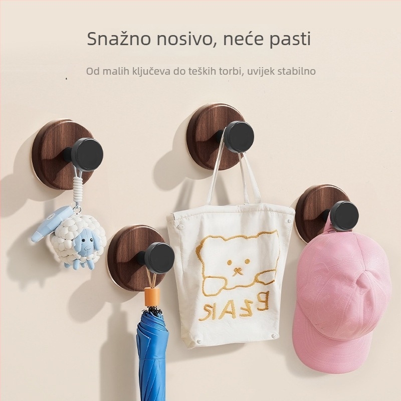 Nordijska masivna vješalica za kapute od orahova drveta, bez bušenja, snažno ljepilo, zidna vješalica