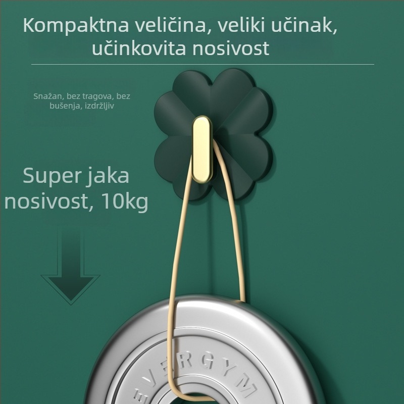 Ljepljiva kuka u obliku četverolistne djeteline, bez bušenja, čvrsta i bez tragova, za kućno skladištenje ključeva i odjeće