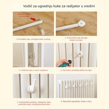 Kuka za radijator bez bušenja — zidni sušilo za odjeću, za šešire i ručnike, kupaonica