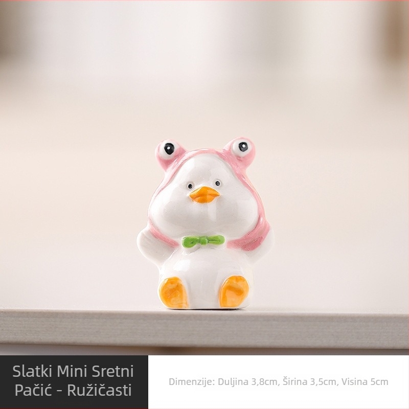 Slatka mini keramička figurica patke za stolni ukras u uredu, studiju i dnevnom boravku