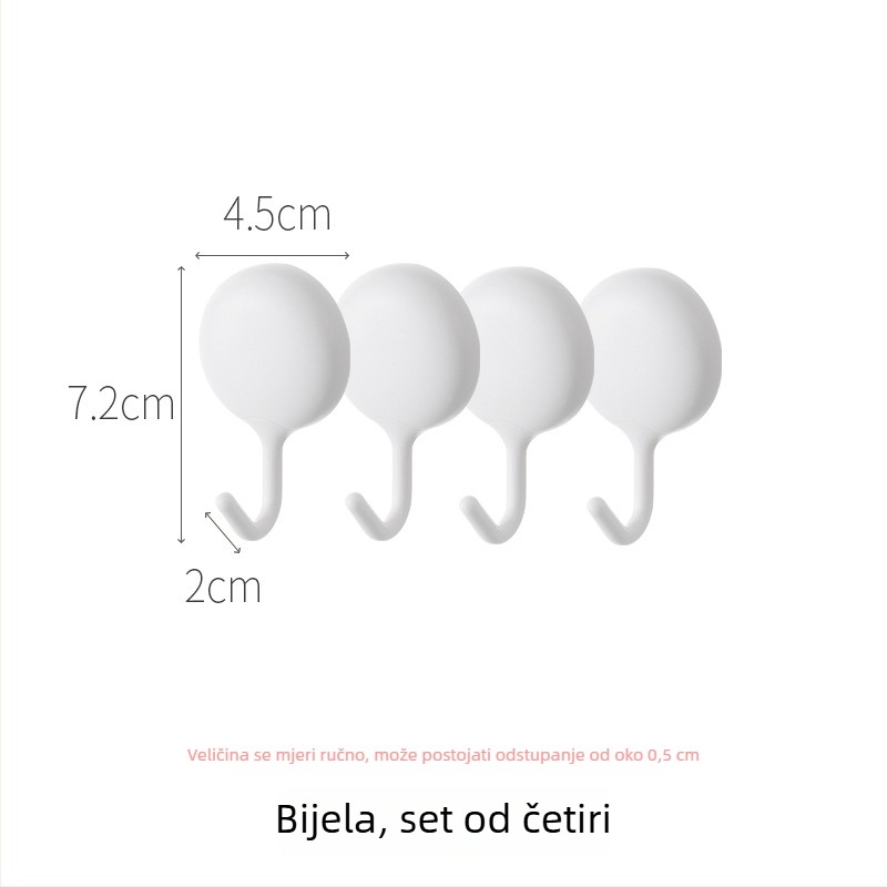 Ljepljiva kutna kuka za kuhinju, bez bušenja, bijela, paket od 4 kom., ABS