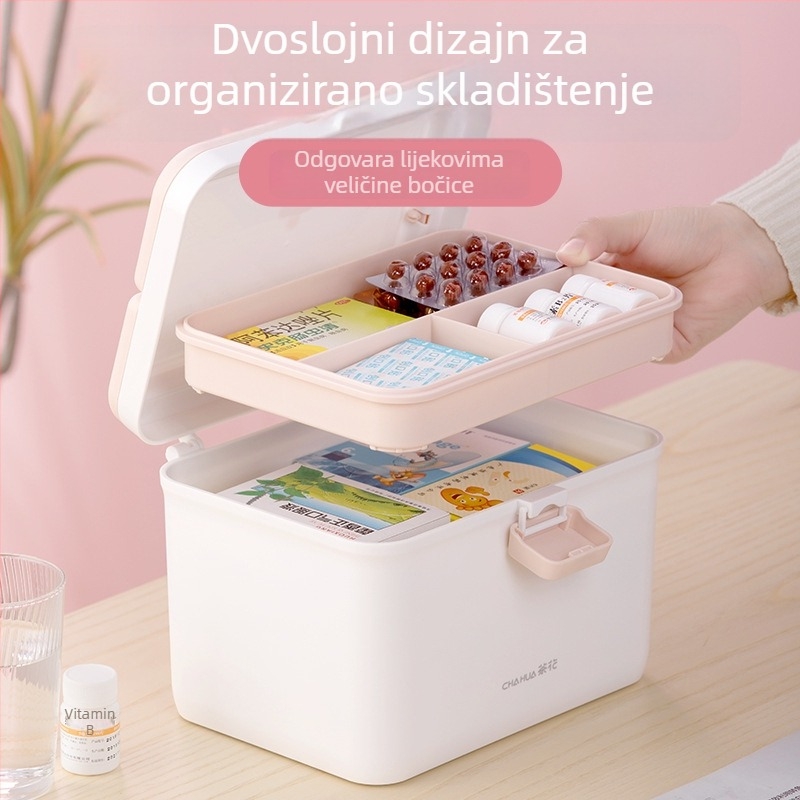 Camellia kućna medicinska kutija, velika kapaciteta, višeslojna, s višestrukim odjeljcima za hitnu skrb i medicinsko skladištenje