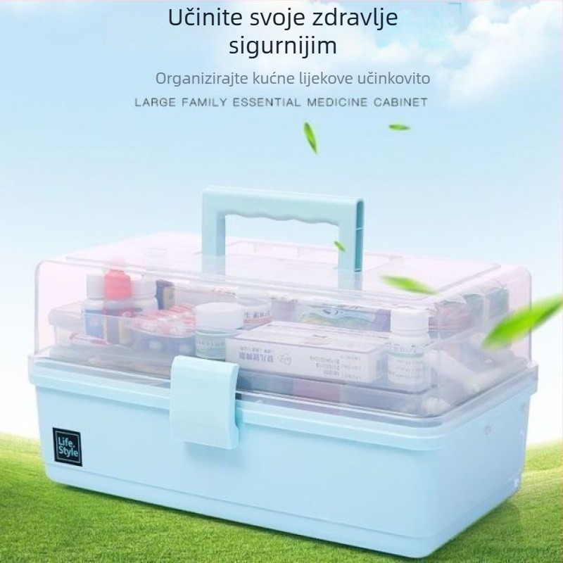Kućna kutija za prvu pomoć velikog kapaciteta, višeslojna medicinska kutija za nužnu pohranu, obiteljska prijenosna kutija