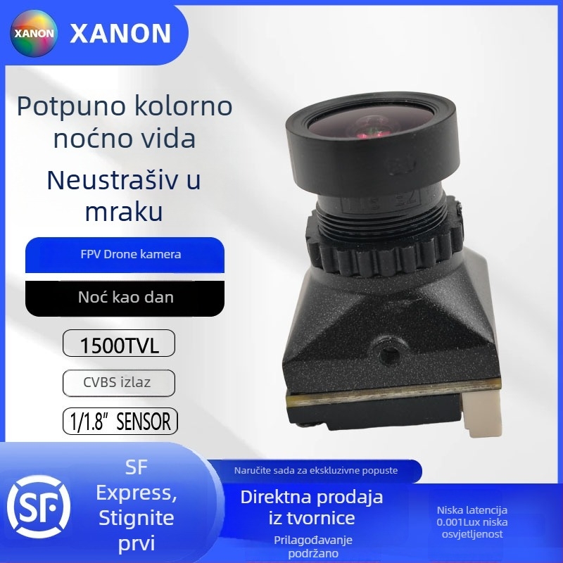 FPV trkaći dron s velikom ciljem područjem, kamera u obliku cvijeta sa crnim svjetlom, niska latencija, pouzdano pri slabom osvjetljenju, analogni modul kamere s punom bojom