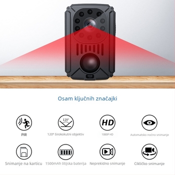 MD31PIR klip kamera HD, 11 sati trajanja, infracrveno noćno videnje, detekcija pokreta, vanjski sportski rekord