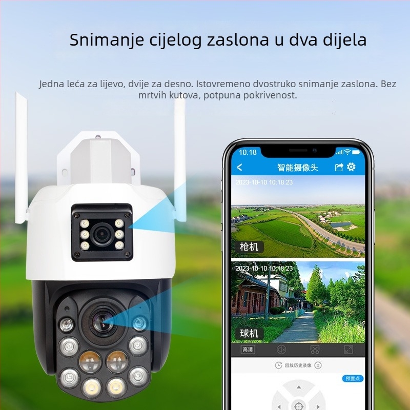 Bežična vanjska sigurnosna kamera sa praćenjem čovjeka i 88x optičkim zumom, HD