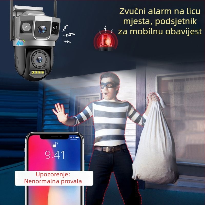 V380PRO Vanjska WiFi kamera — vodootporna, dvostruki objektiv, 4G, HD nadzor