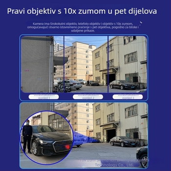 HD sferna kamera za nadzor, četiri-kanalni zaslon, 360° noćni vid, bežična, za unutarnju i vanjsku upotrebu