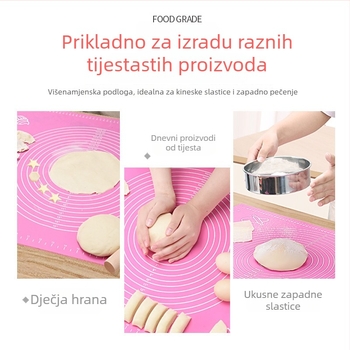 Silikonska podloga za miješenje tijesta, debela silikon podloga za valjanje i pečenje, kućna kuhinja