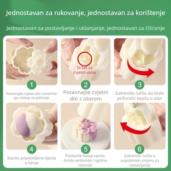 Kalup Mooncake Snow Skin za kolače – ručno utiskivanje s reljefnim uzorkom, kuhinjski alat s premazom protiv ljepenja