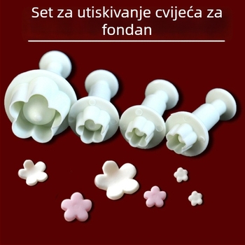 Set od 4 kalupa za fondant s motivom šljivinog cvijeta – kalupi za pečenje i rezanje kolača