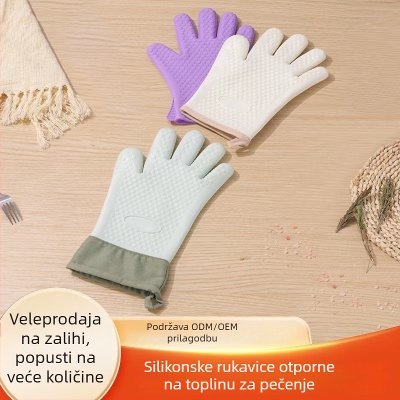 Silikonske rukavice protiv opeklina za mikrovalnu i pećnicu, debele izolacijske kuhinjske rukavice otporne na visoke temperature