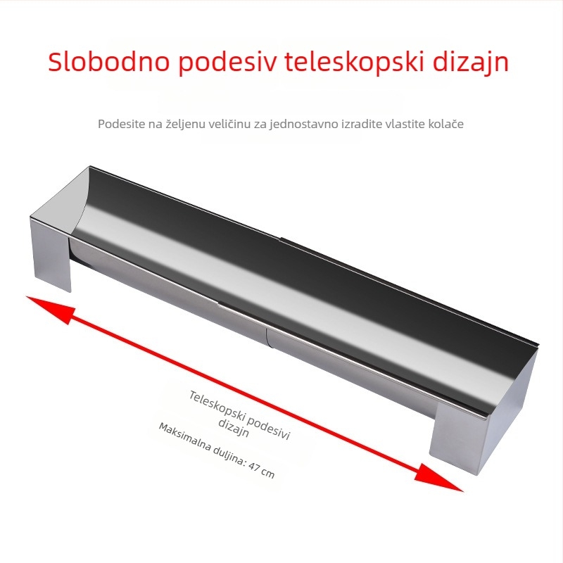 Teleskopska nehrđajuća kalupa za kolače u obliku U, duljine 47 cm, za kućno pečenje