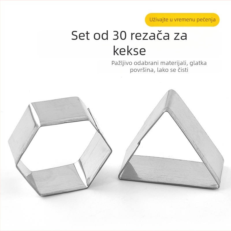 Set kalupa za kekse od nehrđajućeg čelika, 30 komada, geometrijski oblici, alati za pečenje
