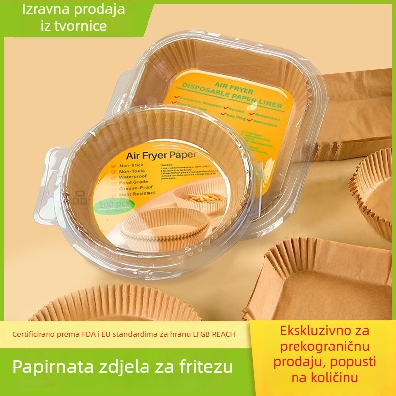 Silikonski papir za pečenje za zračnu fritezu – papir za pečenje za pizzu, tortu i prženu piletinu; debeli, okrugli i četvrtasti podmetači