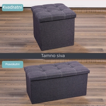Sklopiva pravokutna stolica za pohranu, presvučena pamukom i lanom, za pohranu obuće i ostalih stvari, 12 L kapacitet, nosivost 100 kg